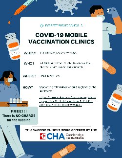 Flyer, blue background with medical-related clipart